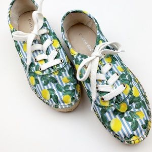 Gianni Bini dunnigan lemon stripe espadrille shoes